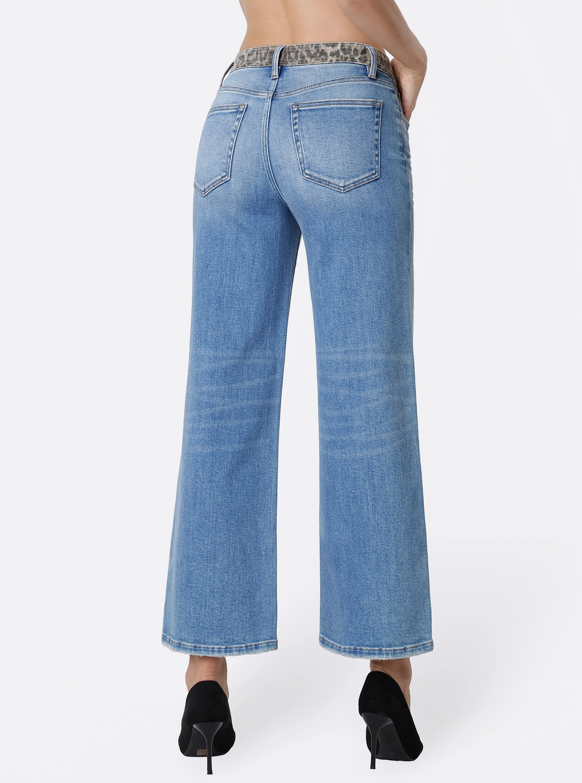 Peek of Leopard High Waistband Ankle Wide Leg Jeans