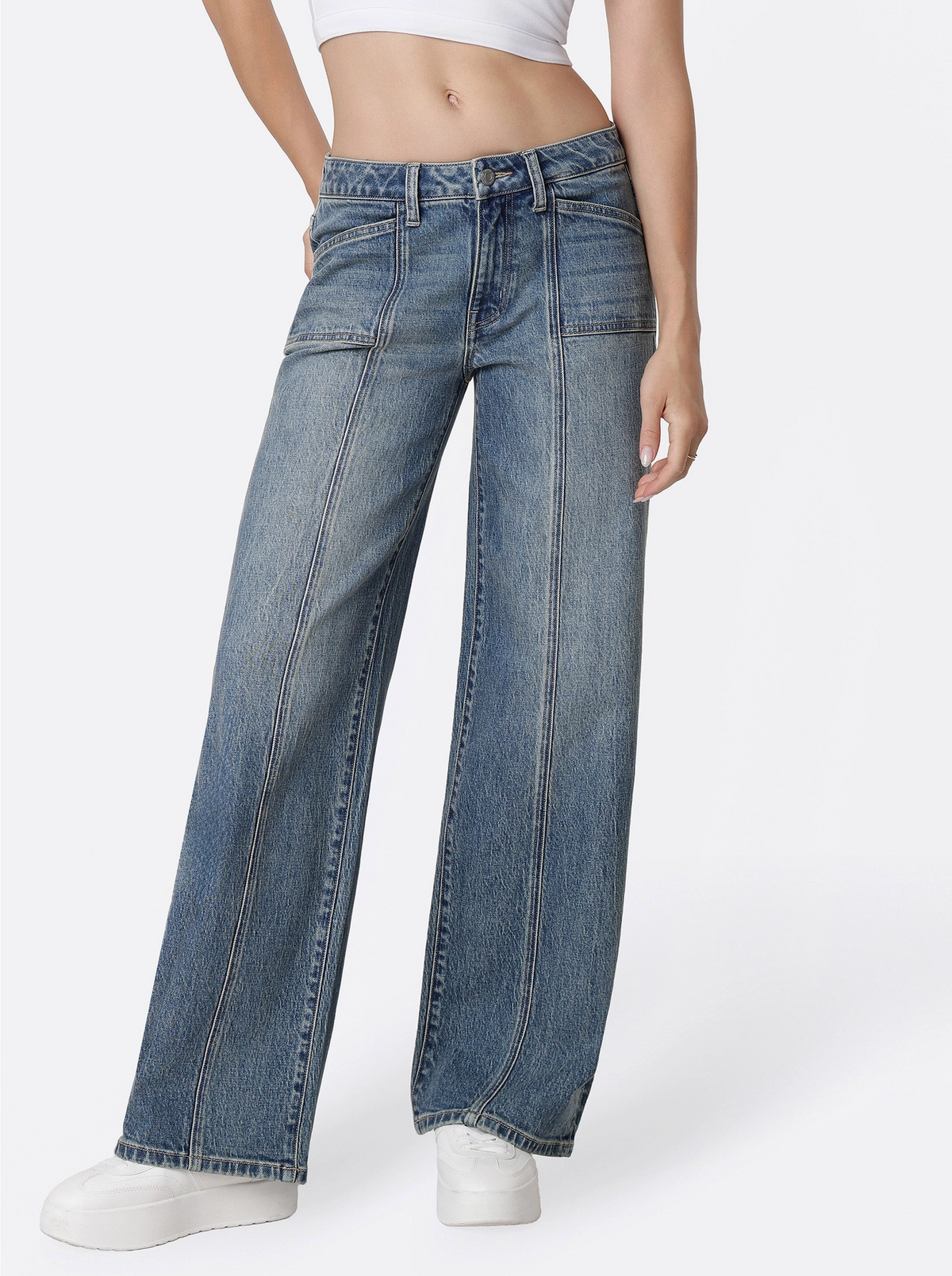 Splendid Mid Rise Front Seamed Tinted Jeans