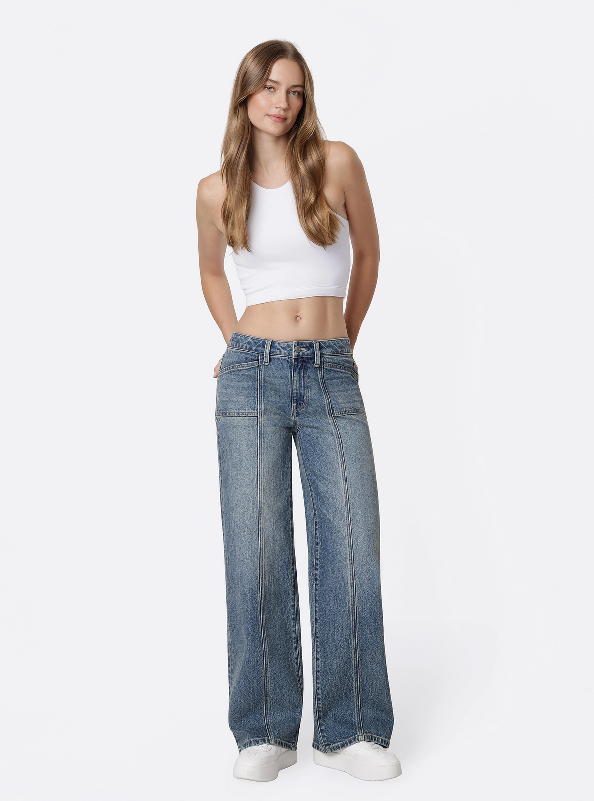 Splendid Mid Rise Front Seamed Tinted Jeans
