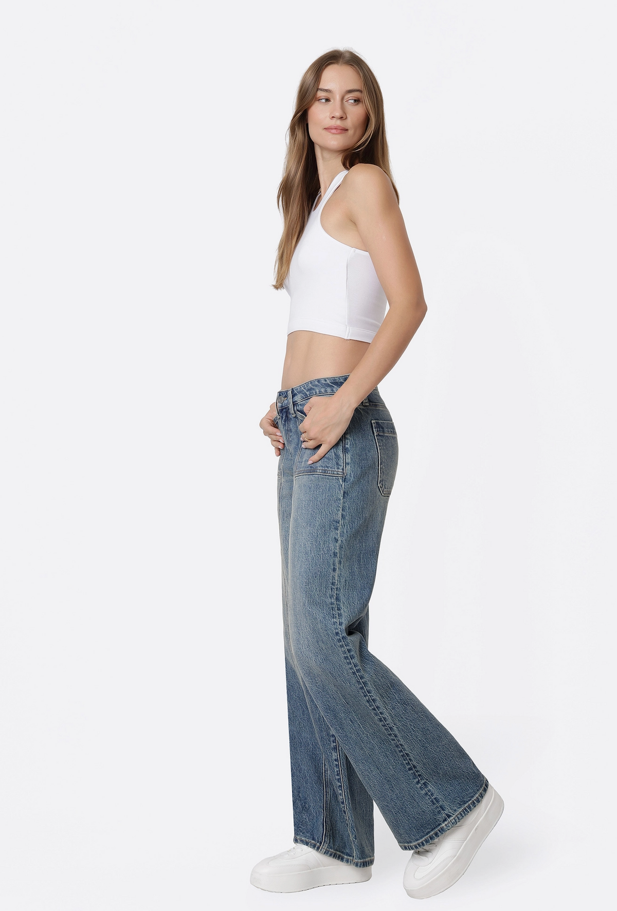Splendid Mid Rise Front Seamed Tinted Jeans