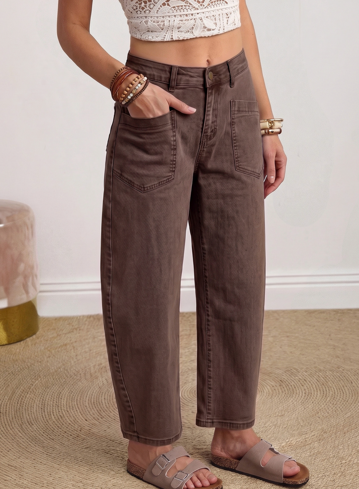 Kori Square Patch Pocket Barrel Jeans