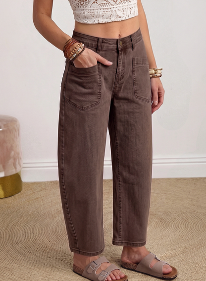 Kori Square Patch Pocket Barrel Jeans
