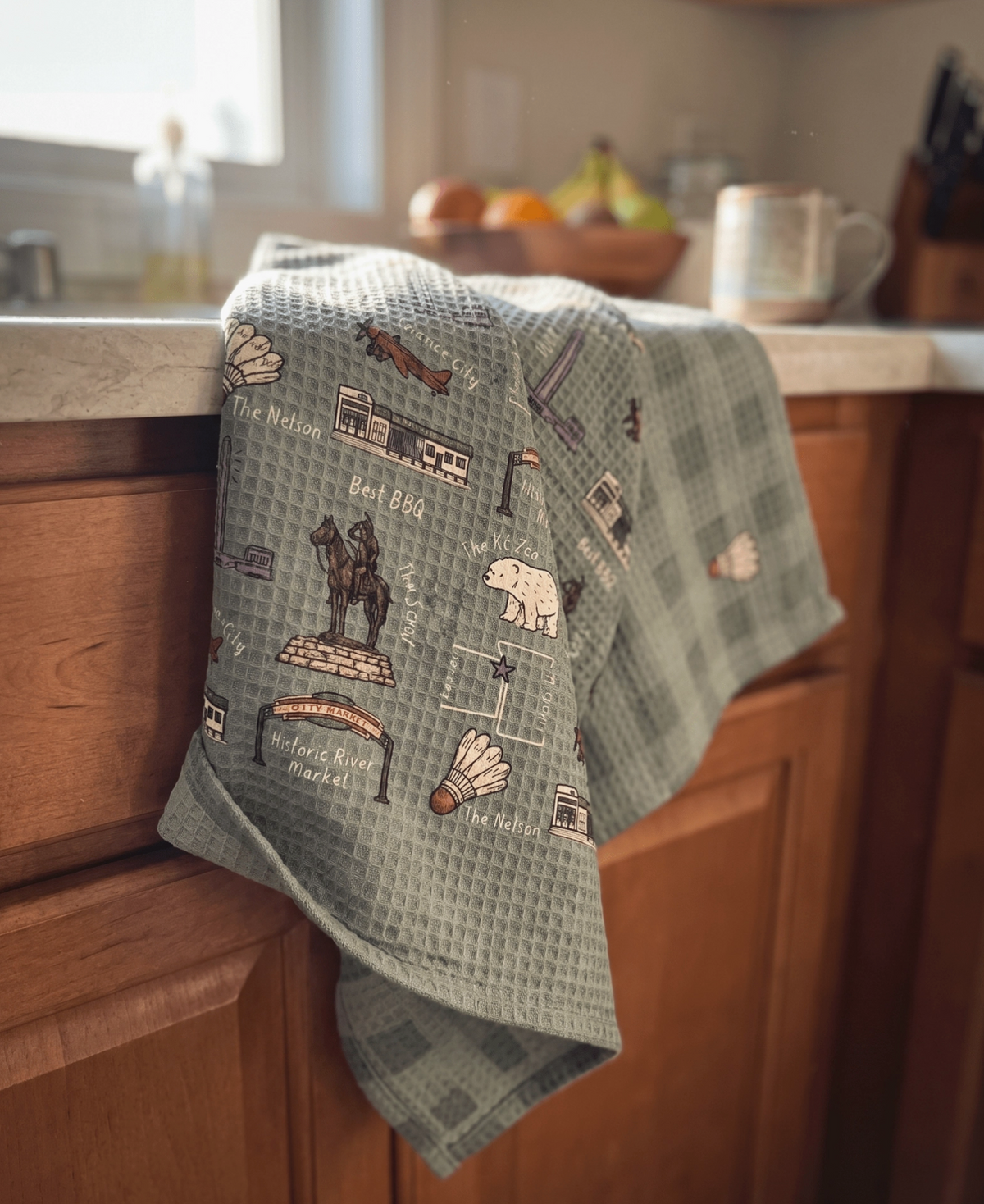 KC Icons Sage Double Sided Tea Towel
