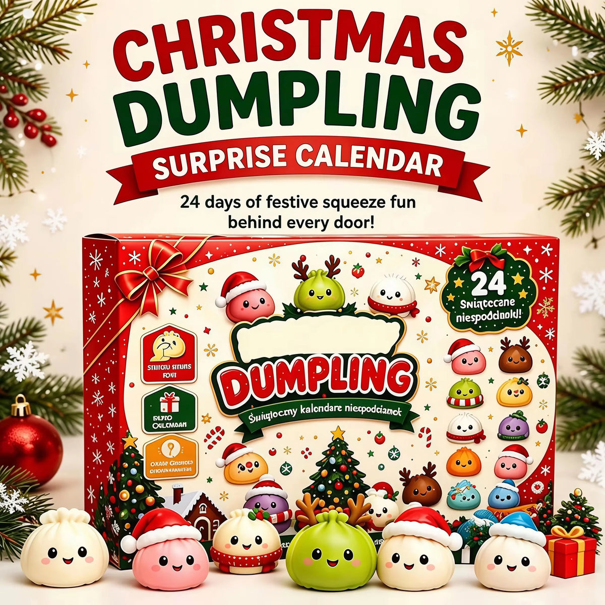 Christmas Squishies Advent Calendar 2026 24 Days Countdown Dumpling Squishy Stress Relief Squeeze Fidget Surprise Gift Blind Box
