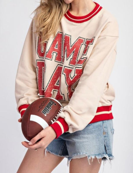 STRIPED GAME DAY SWEATSHIRT