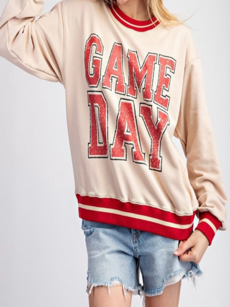 STRIPED GAME DAY SWEATSHIRT