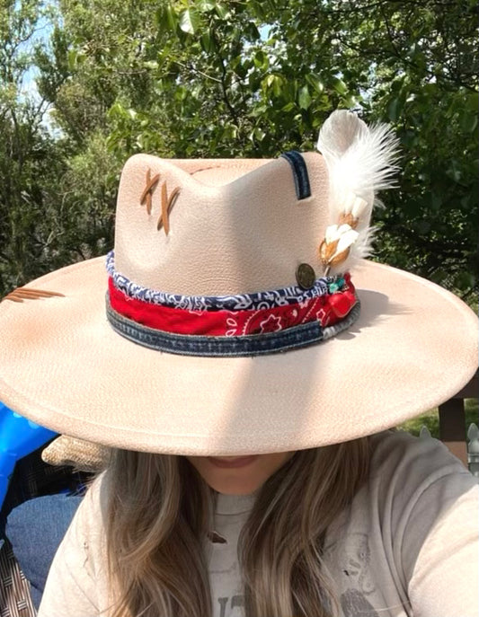 One of a Kind Burned Rancher Hat