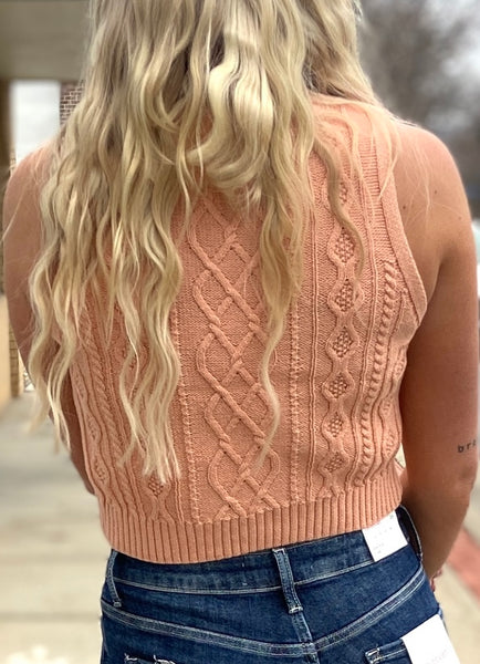 AMELIA CROPPED CABLE KNIT SWEATER