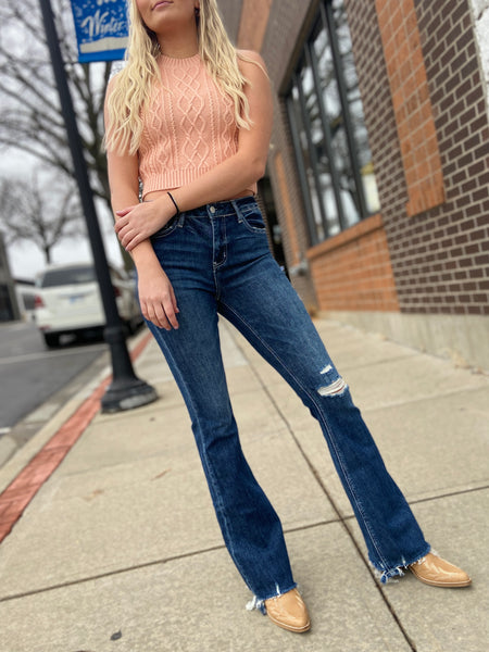 DAZZLE HIGH RISE FLARE JEANS