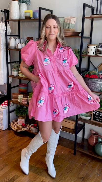 Rolling Stones Poplin Tiered Dress
