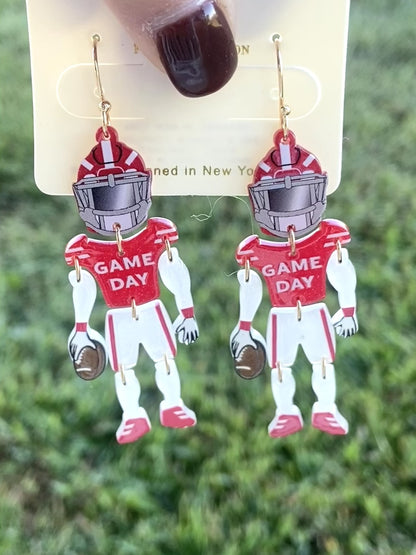 Kansas City Football Player Earrings