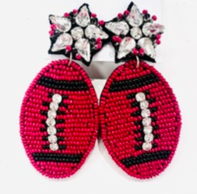 Kansas City Football Beaded Statement Earrings