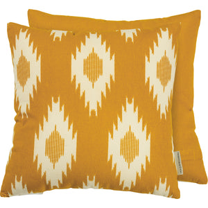Saffron Ikat Cotton Pillow