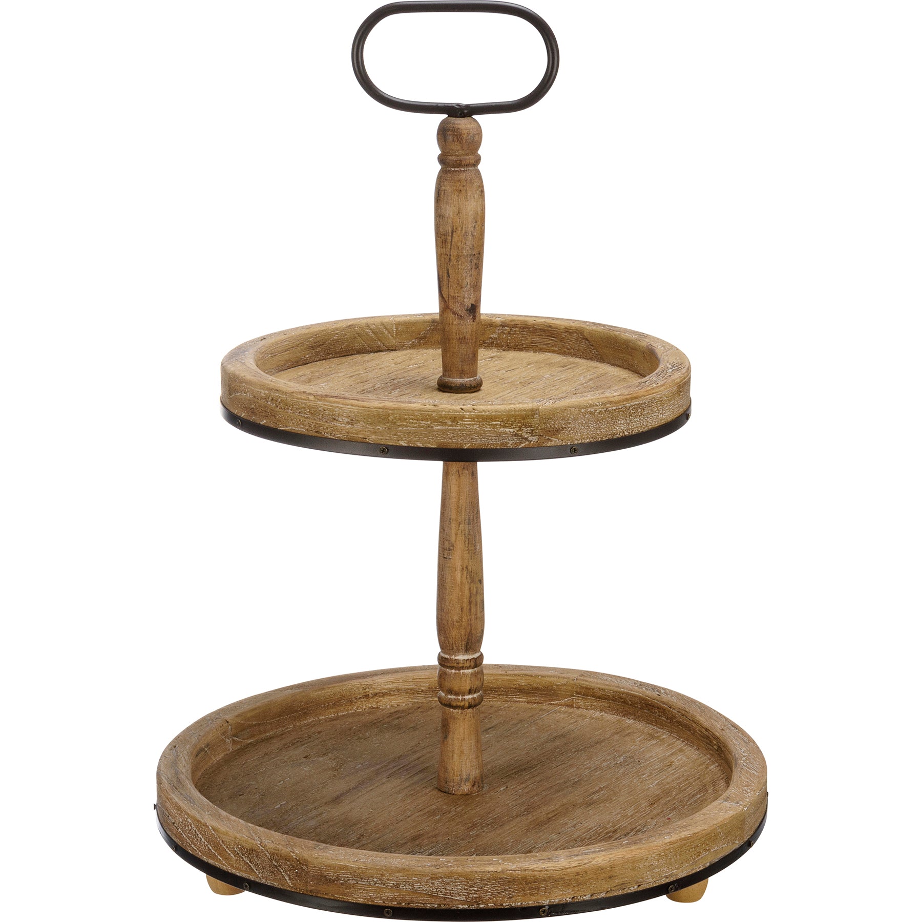 wood and metal tier tray