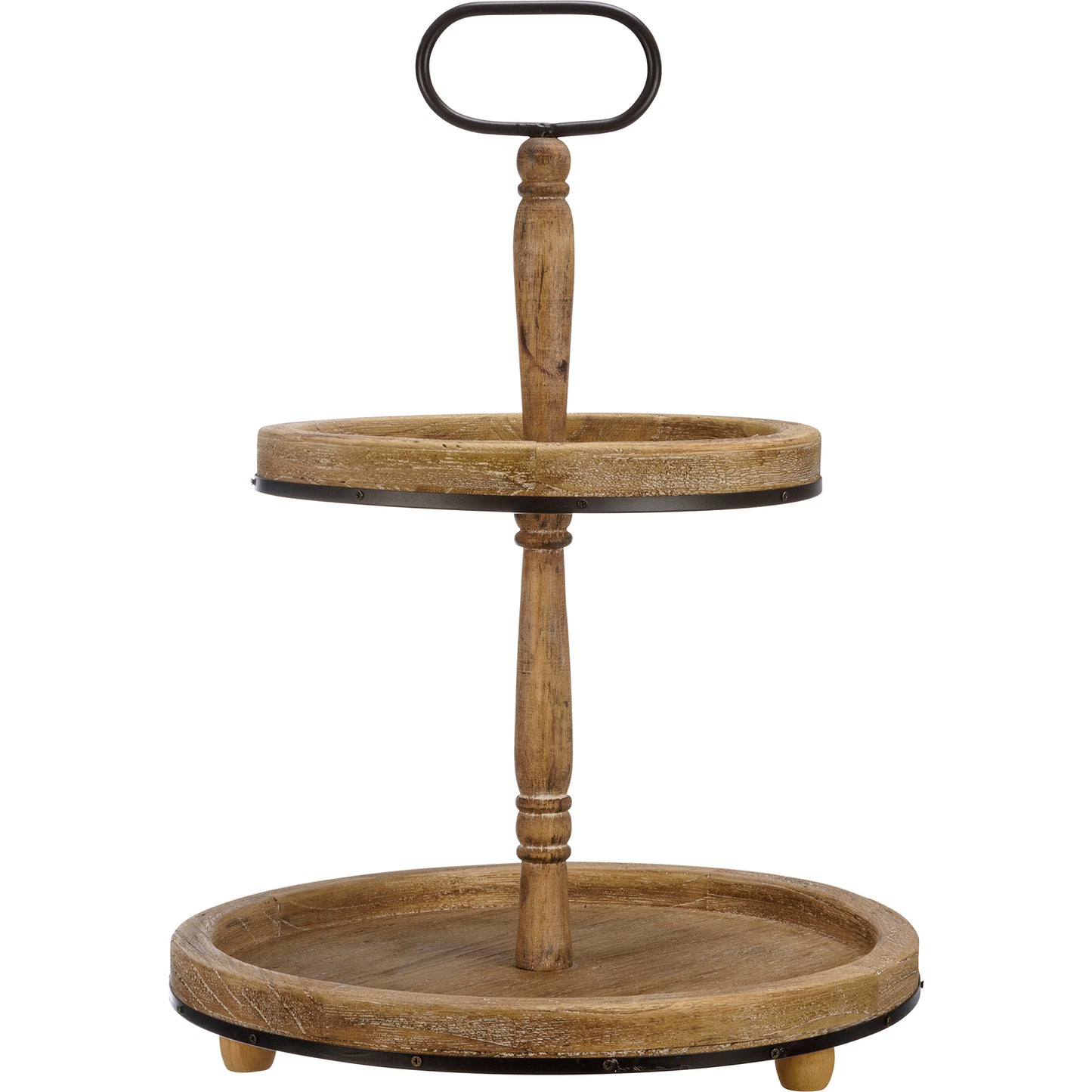 wood and metal tier tray