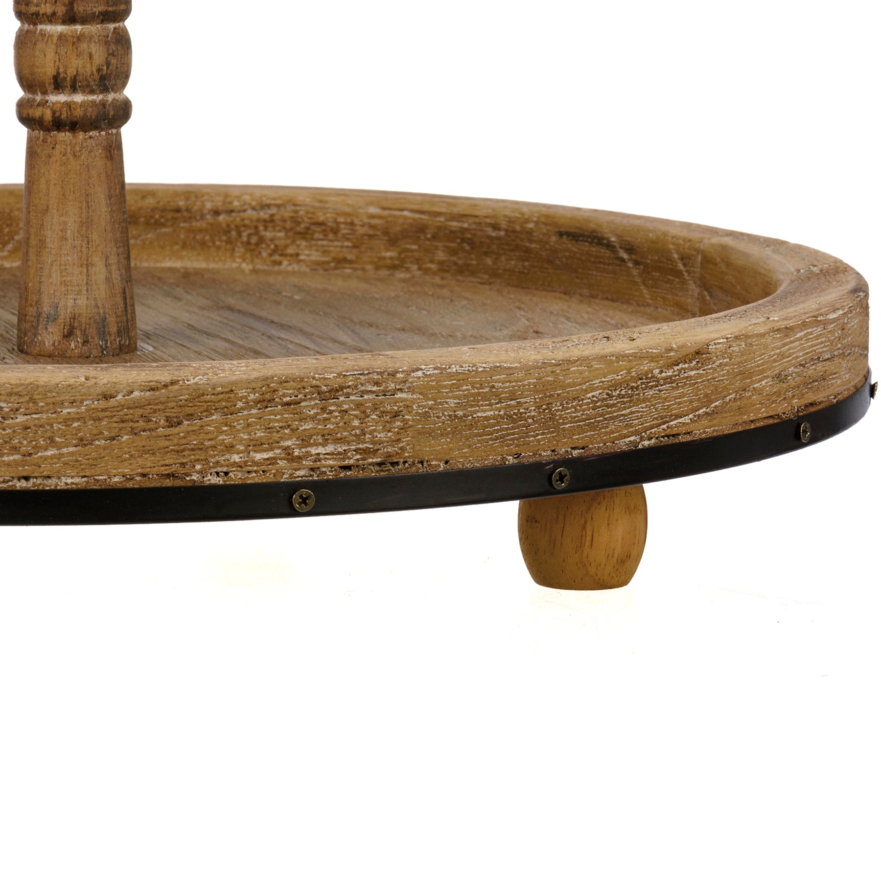 wood and metal tier tray