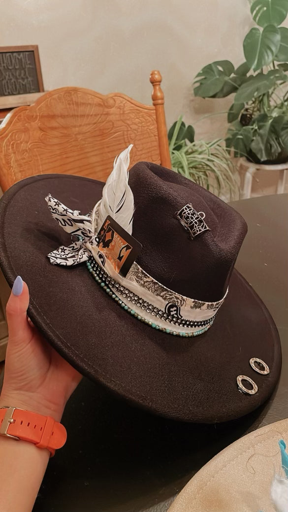 One of a Kind Burned Rancher Hat