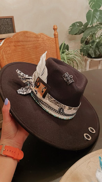 One of a Kind Burned Rancher Hat