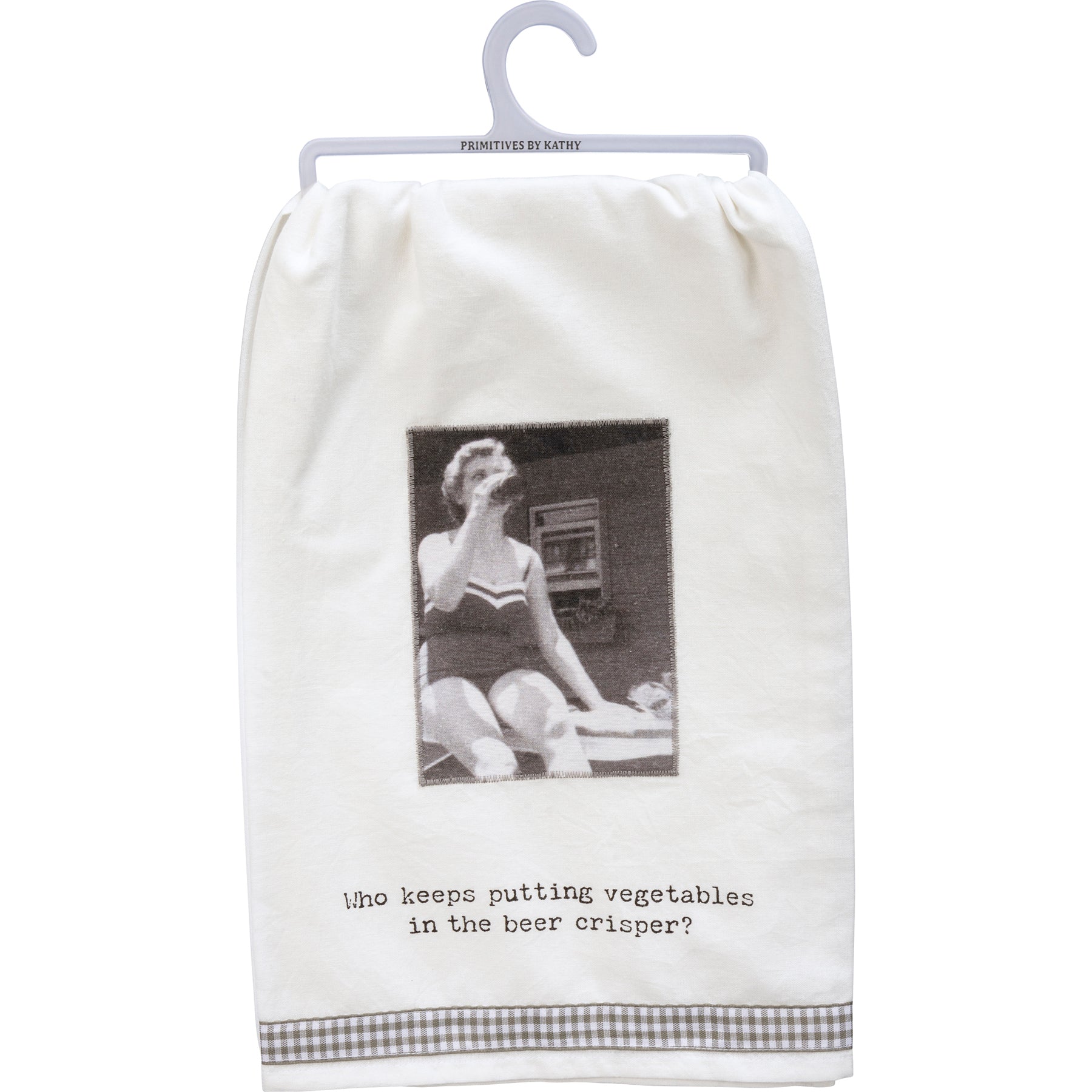 vegetables in beer crisper kitchen towel
