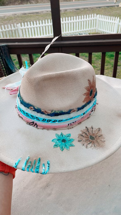 One of a Kind Burned Rancher Hat