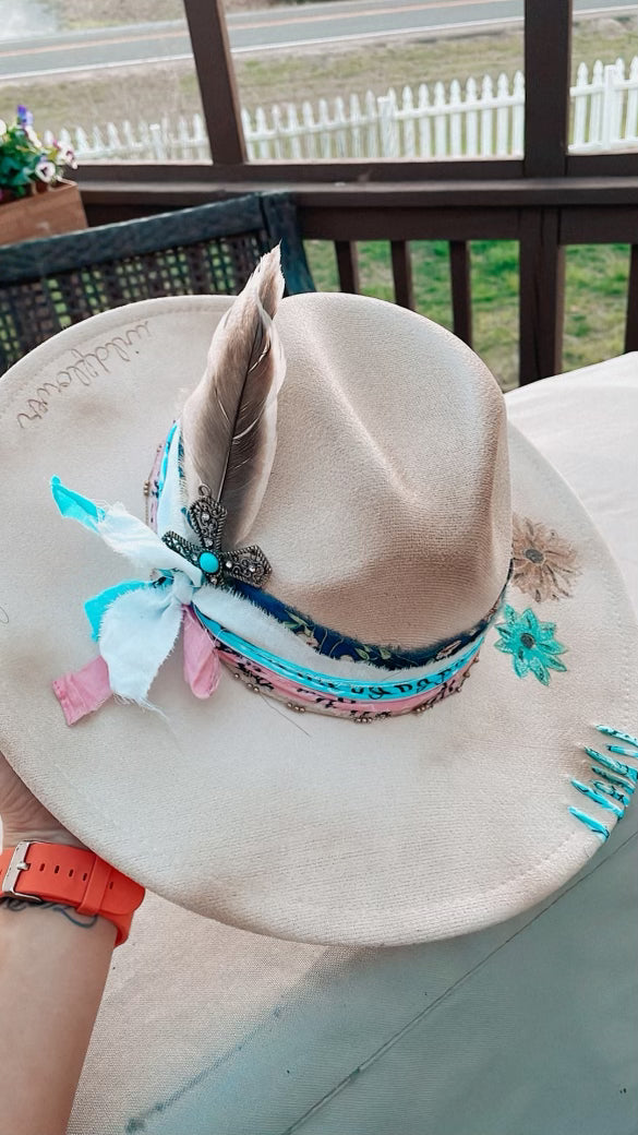 One of a Kind Burned Rancher Hat