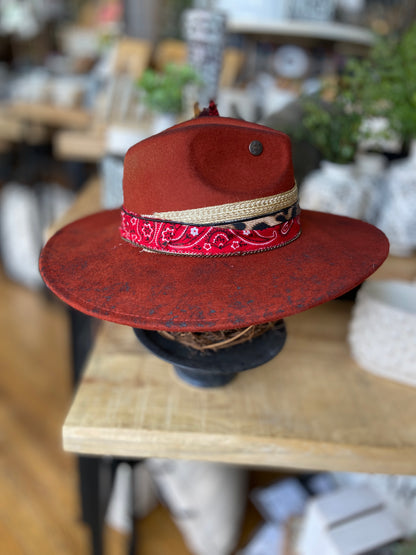 One of a Kind Burned Rancher Hat