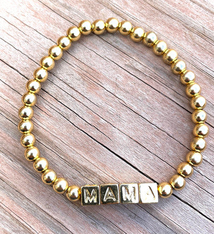 MAMA stackable gold bracelet