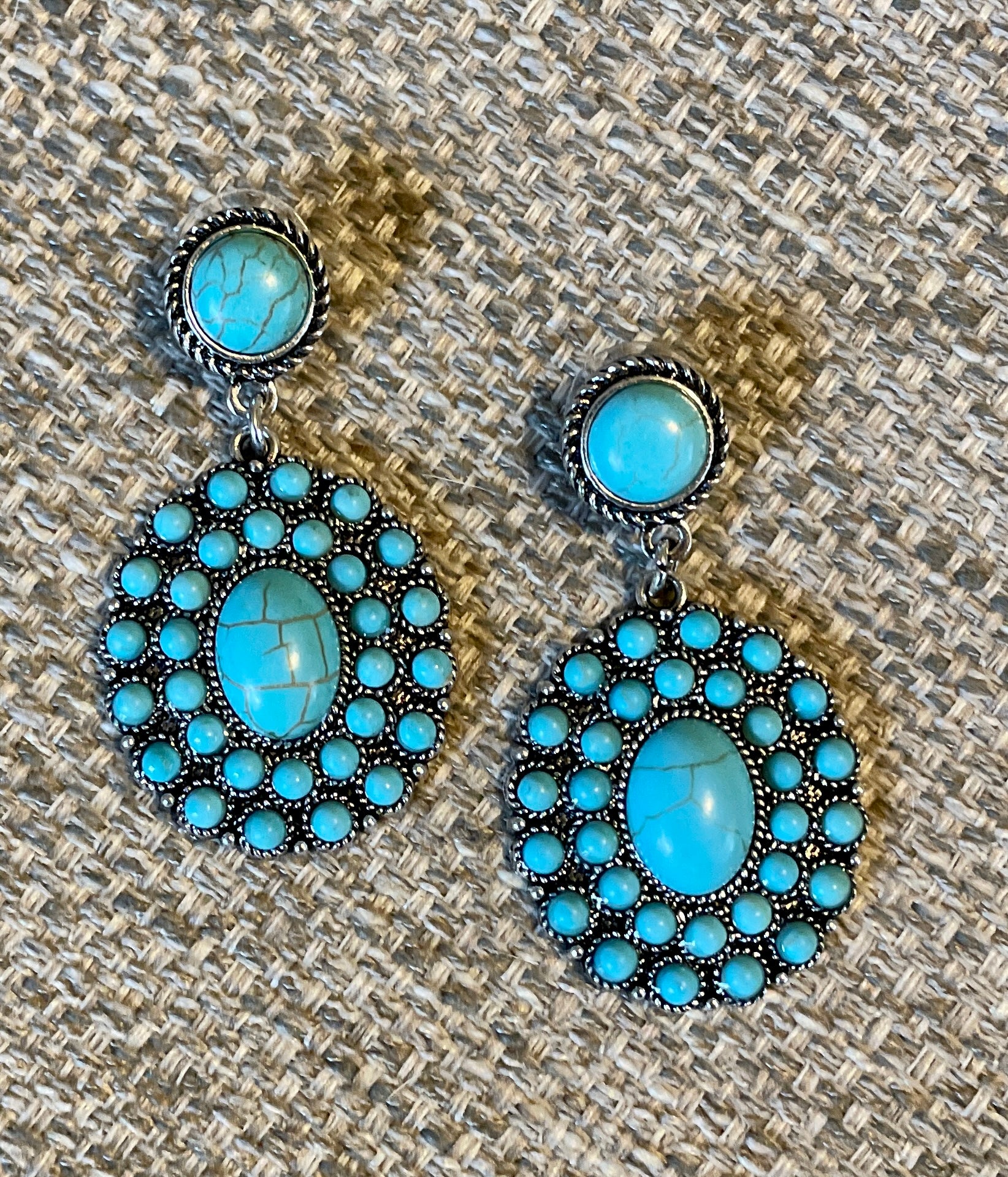 Silver Turquoise Stone Earrings