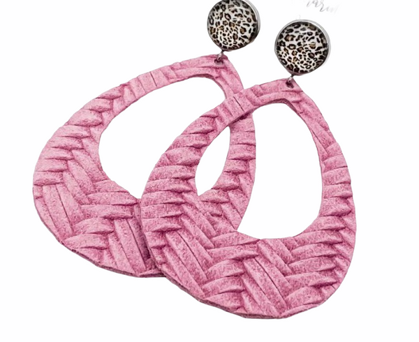 Leopard & Braided Leather Hoops