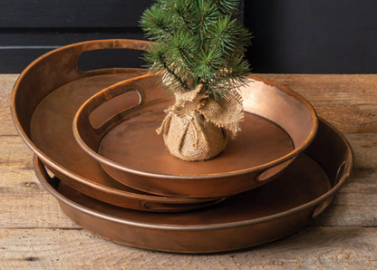 Round Copper Finish Tray