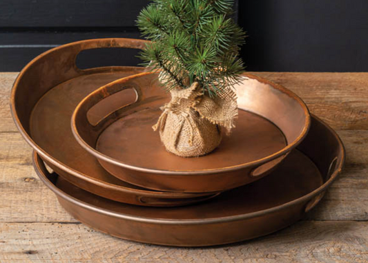 Round Copper Finish Tray