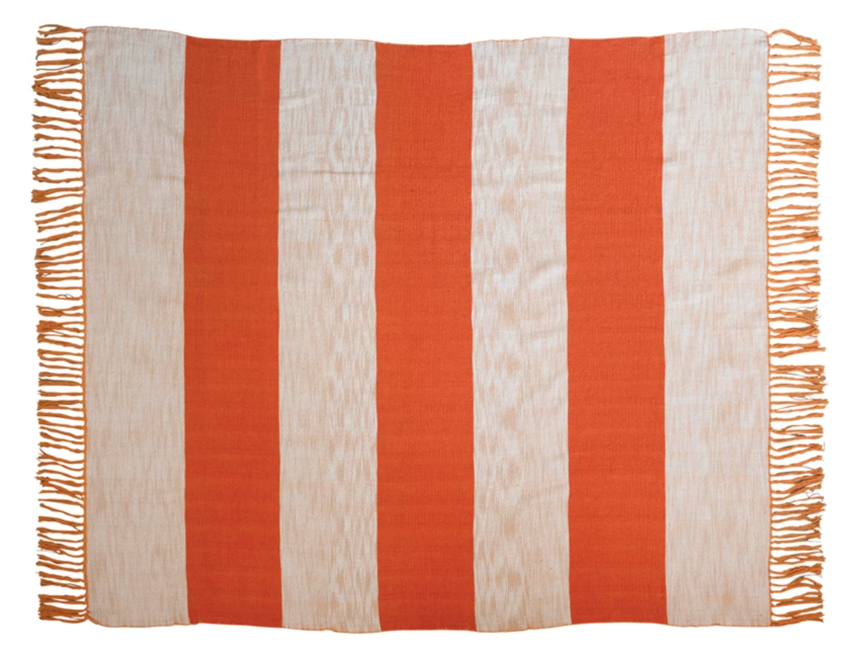 Woven Cotton Orange Stripe Throw