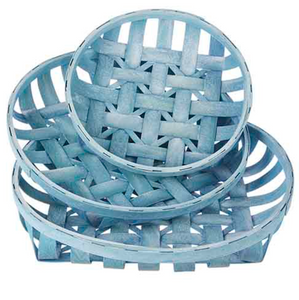 Distressed Round Blue T*bacco Basket