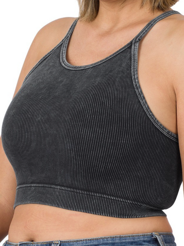 ETTA CURVY WASHED RIBBED SEAMLESS CAMI TOP/BRALETTE