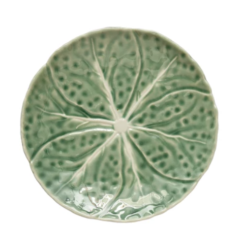 Embossed Stoneware Hand Painted Cabbage Plate