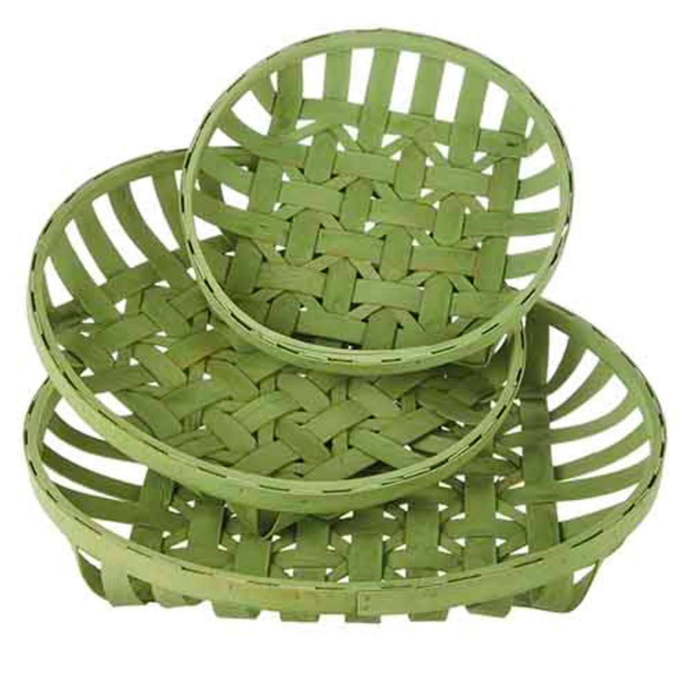 Distressed Round Green T*bacco Basket