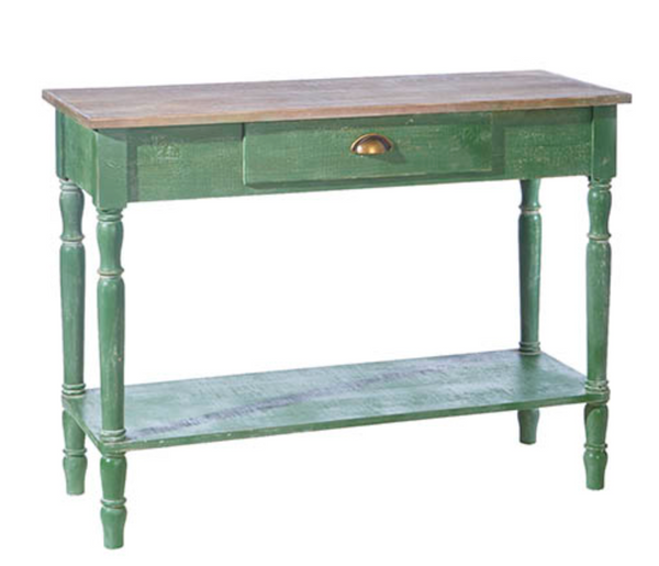 Distressed Green Console Table