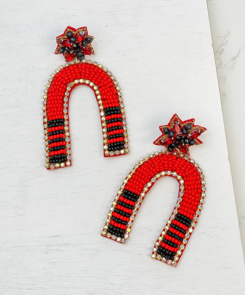Kansas City Football Beaded Statement Earrings