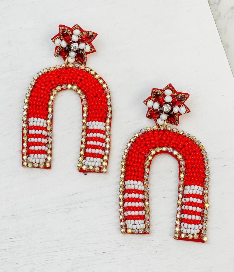 Kansas City Football Beaded Statement Earrings