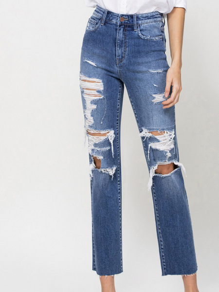 CONGRATULATIONS DISTRESSED HIGH RISE JEANS