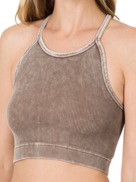ETTA WASHED RIBBED SEAMLESS CAMI TOP/BRALETTE