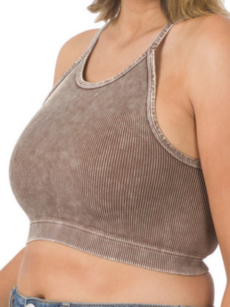 ETTA CURVY WASHED RIBBED SEAMLESS CAMI TOP/BRALETTE