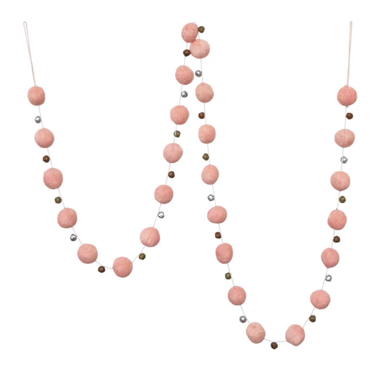 Wool Felt Ball Garland with Jingle Bells