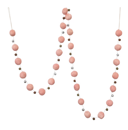 Wool Felt Ball Garland with Jingle Bells