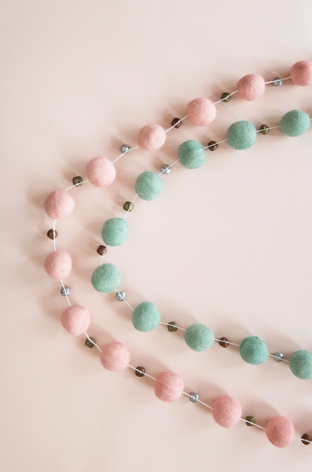 Wool Felt Ball Garland with Jingle Bells