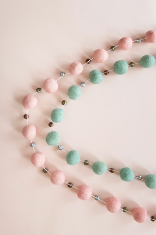 Wool Felt Ball Garland with Jingle Bells