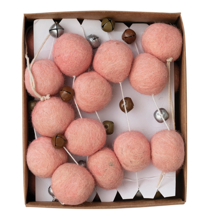 Wool Felt Ball Garland with Jingle Bells