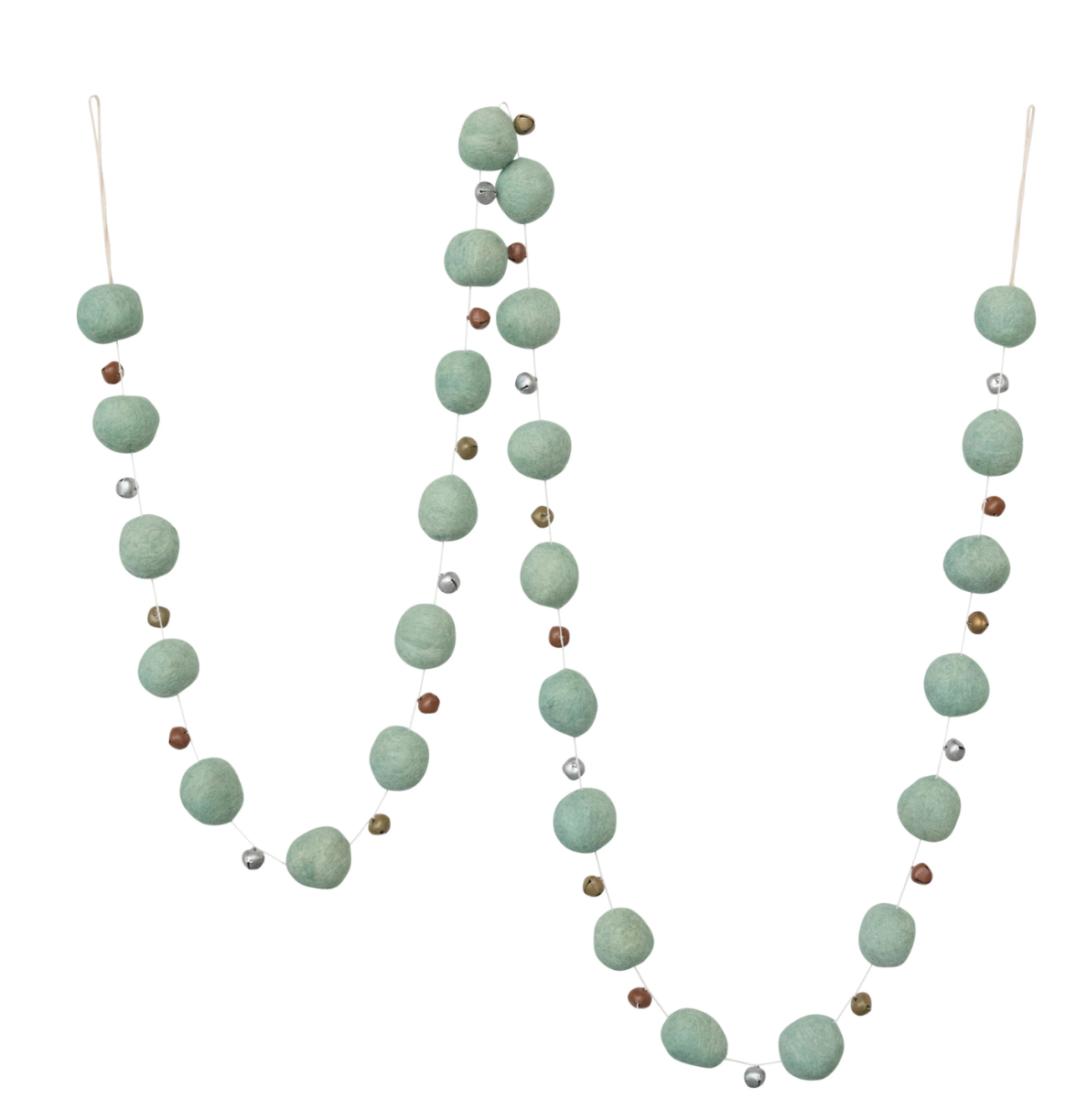 Wool Felt Ball Garland with Jingle Bells