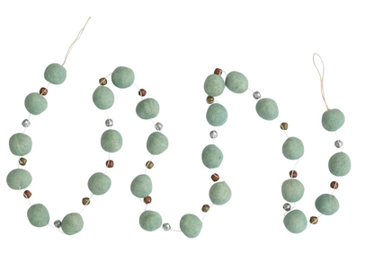 Wool Felt Ball Garland with Jingle Bells