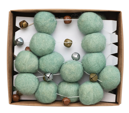 Wool Felt Ball Garland with Jingle Bells